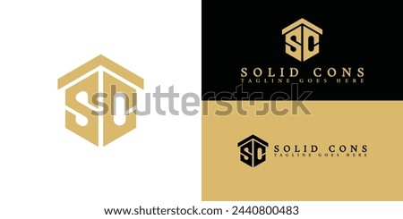 Abstract letter S, C, SC, and CS initial logo design graphic idea creative in gold color isolated on multiple Backgrounds. Letter SC logo applied for luxury real estate company logo design icon symbol