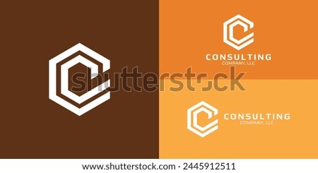 Abstract initial hexagon letter C or CC logo in white color isolated on multiple background colors. The logo is suitable for property and real estate construction company logo icon design inspiration