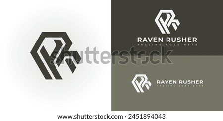 Abstract initial hexagon letter R or RR logo in deep green colors isolated on multiple background colors. The logo is suitable for property and real estate company logo icons to design inspiration