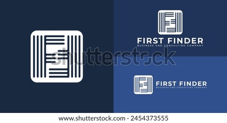 Abstract initial square letter F or FF logo in white color isolated on multiple background colors. The logo is suitable for business and consulting company icon logo design inspiration templates.