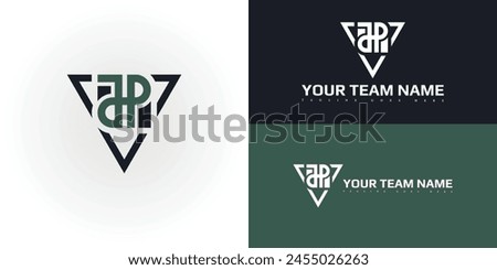 Abstract initial triangle letter JP or PJ logo in black and green color isolated on multiple background colors. The logo is suitable for student football team icon logo design inspiration templates.