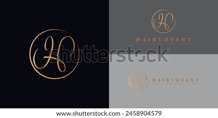 Abstract initial circle letter H or HH logo in luxury gold color isolated on multiple background colors. The logo is suitable for beauty and spa salon company icon logo design inspiration templates.