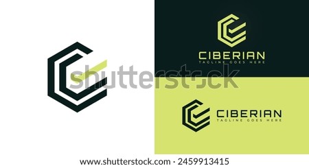 Abstract initial hexagon letter C or CC logo in deep green color isolated on multiple background colors. The logo is suitable for cyber security company logo design inspiration templates.