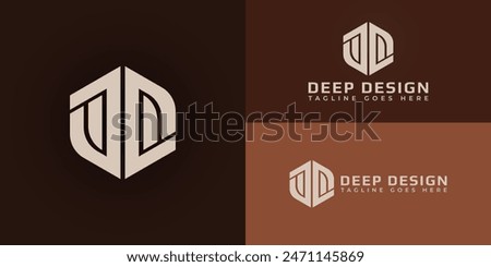 Abstract initial hexagon letters D or DD logo in luxury gold color isolated on multiple background colors. The logo is suitable for artisan tile company logo design inspiration templates.