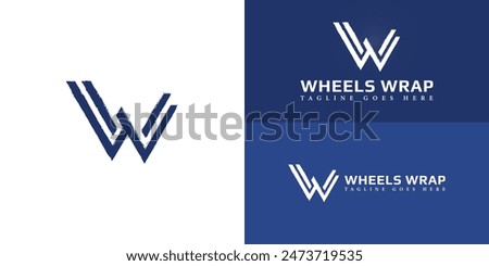 Abstract initial letters W or WW logo in blue color isolated on multiple background colors. The logo is suitable for educational car wrap shop logo design illustration inspiration templates.