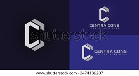 Abstract initial hexagon letters C or CC logo in silver white color isolated on multiple background colors. The logo is suitable for financial consulting company logo design illustration