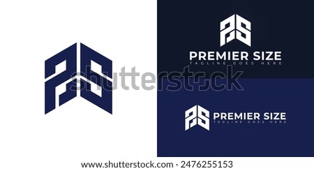 Abstract initial letters hexagon EV or VE logo in deep blue color isolated on multiple background colors. The logo is suitable for retail business logo design illustration inspiration templates