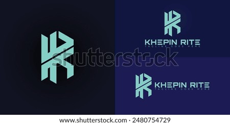 Abstract initial hexagon letters KR or RK logo in green color isolated on multiple background colors. The logo is suitable for internet and technology logo vector design illustration inspiration
