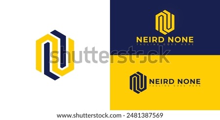 Abstract initial hexagon letters N or NN logo in yellow color isolated on multiple background colors. The logo is suitable for property and construction company logo vector design illustration