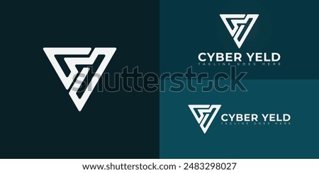 Abstract initial triangle letters CY or YC logo in white color isolated on multiple background colors. The logo is suitable for cyber security business logo vector design illustration inspiration