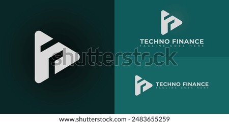 Abstract initial triangle letter TF or FT logo in white color isolated on multiple background colors. The logo is suitable for financial technology logo vector design illustration inspiration template