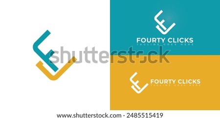 Abstract initial letter FC or CF logo in blue-yellow color isolated on multiple background colors. The logo is suitable for software product technology logo vector design illustration inspiration