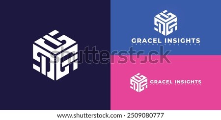 Modern hexagon vector initial letter GI or IG in white color isolated on multiple background colors. The logo is suitable for senior living software logo design inspiration templates.