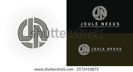 The dynamic logo design features the initials JN elegantly intertwined, creating a unique striking symbol. The logo is ideal for mechanical engineering firms, manufacturing companies, and others