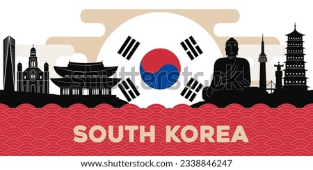 South Korea travel landscape vector illustration