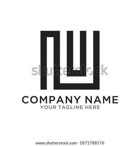 Abstract Logo Design Combinations Letter of N and U Imagine de stoc © 