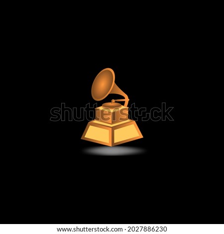 Grammy award vector icon with Gold color scheme and black background.