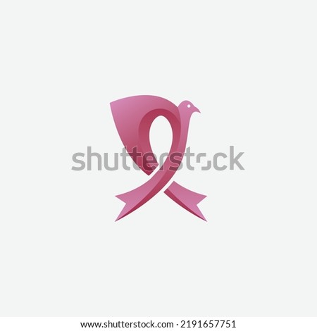 Cancer ribbon bird logo vector, perfect for health, medical, charity, community and many more.