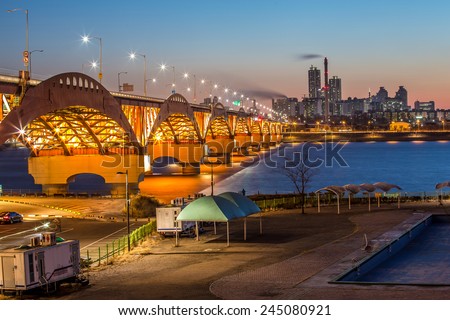 Korea/Seongsan Bridge at night/Han river with Seongsan bridge at night,korea