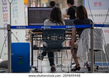 SEOUL, SOUTH KOREA - JUN 22, 2015:South Korea intensity  control to check the patient  (MERS-Cov).According terminal station.