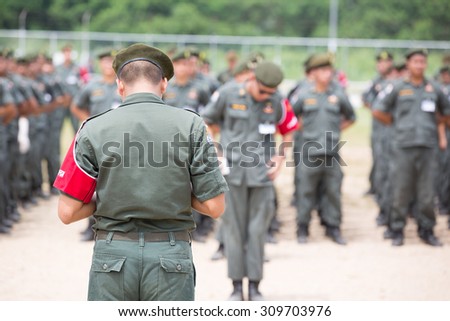 CHIANG RAI ,THAILAND-AUGUST 25:Military studentparticipate in military training arrangements.,Chiang Rai,Thailand on August 25,2015