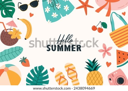 Summer beach template with an inscription