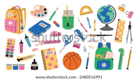 Set of school stationery. Knowledge day