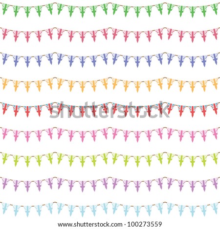 horizontally seamless united kingdom party bunting with union jack variations, isolated on white