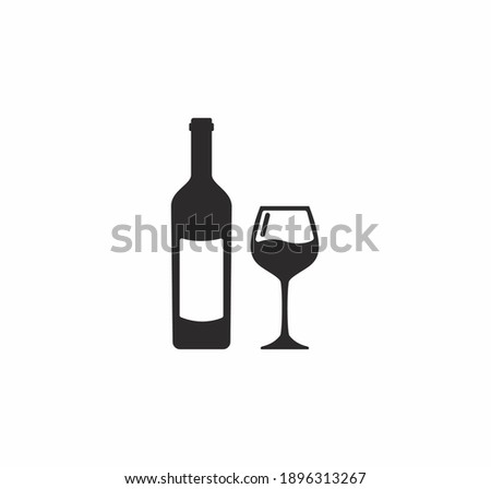 Wine bootle and a glass icon vector on white background