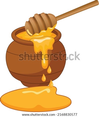 Honey pot vector art and illustration