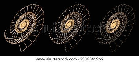 Line Arts Alpina vector, halftone random dots texture, flowing particles, Golden luxury mandala template vector illustration for wallpapers