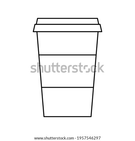 Take away coffee cup vector icon. Outline sign coffee to go. Disposable plastic cup, fast food. Classic paper cup isolated on white background. Logo for coffee shop.