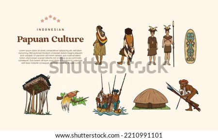 Isolated Papua culture hand drawn illustration