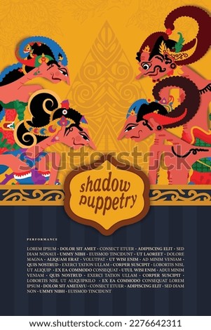 Javanese poster event with flat design wayang or shadow puppet illustration for social media post or banner