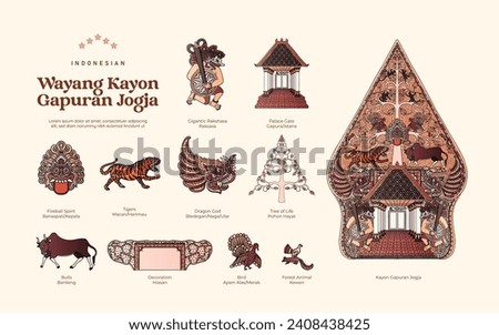 Isolated Indonesia shadow puppet Wayang kayon Illustration