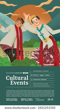 Poster layout idea with indonesian culture Gambang Dance Semarang Central Java illustration