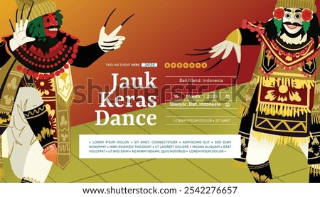 Jauk dance Balinese culture illustration