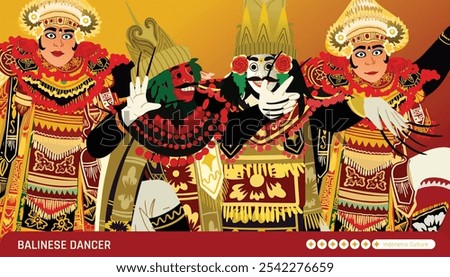 Jauk dance Balinese culture illustration