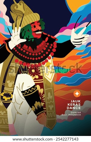 Indonesian Balinese Dancer illustration with colorful background design idea