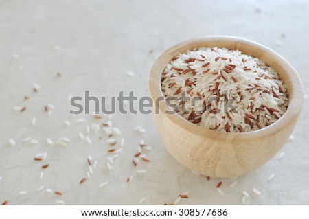Rice grain in bowl , Selected focus with color filter
