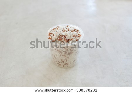 Rice grain on table with color and selected focus
