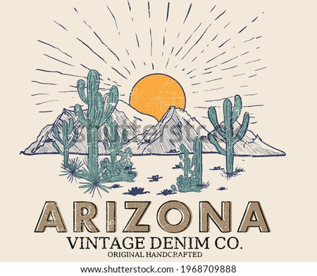 Arizona Cactus line vector t-shirt design. desert vibes artwork.