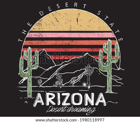 Desert Vibes Cactus Western Stock Vector design. Desert vibes print design for apparel.