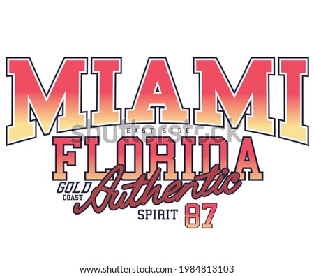 Miami Florida Retro college font typography t shirt design. Retro authentic vector artwork design.