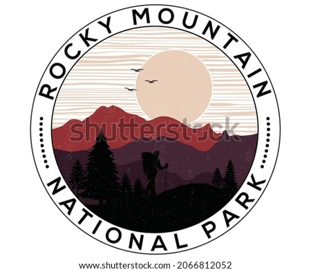 Modern art rocky mountain adventure retro graphic print design for t shirt and others.
