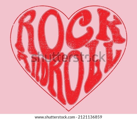 Love forever rock print design for t shirt, apparel, sticker, poster and others. Heart music band logo vector design.