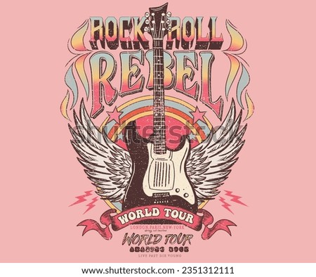 Rebel rock music poster. Born to be free. Stay strong. Rock star artwork. Eagle with thunder artwork.. Rock and roll vector graphic print design for apparel, stickers, posters, background and others.