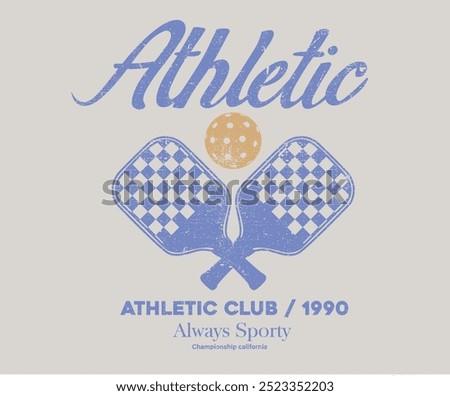 California athletic department artwork. Pickleball sport club vector t-shirt design. Sport logo. Tennis college league.