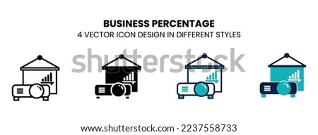Business percentage icon in outline, thin line, solid, filled and flat style. Vector illustration of two colored and black business percentage vector icons designs can be used for mobile, ui, web