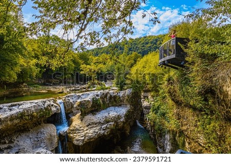 Similar – Image, Stock Photo Martvili Canyon, Georgia. Landscape Abasha River. Natural Monument Is Located In The Village Inchkhuri